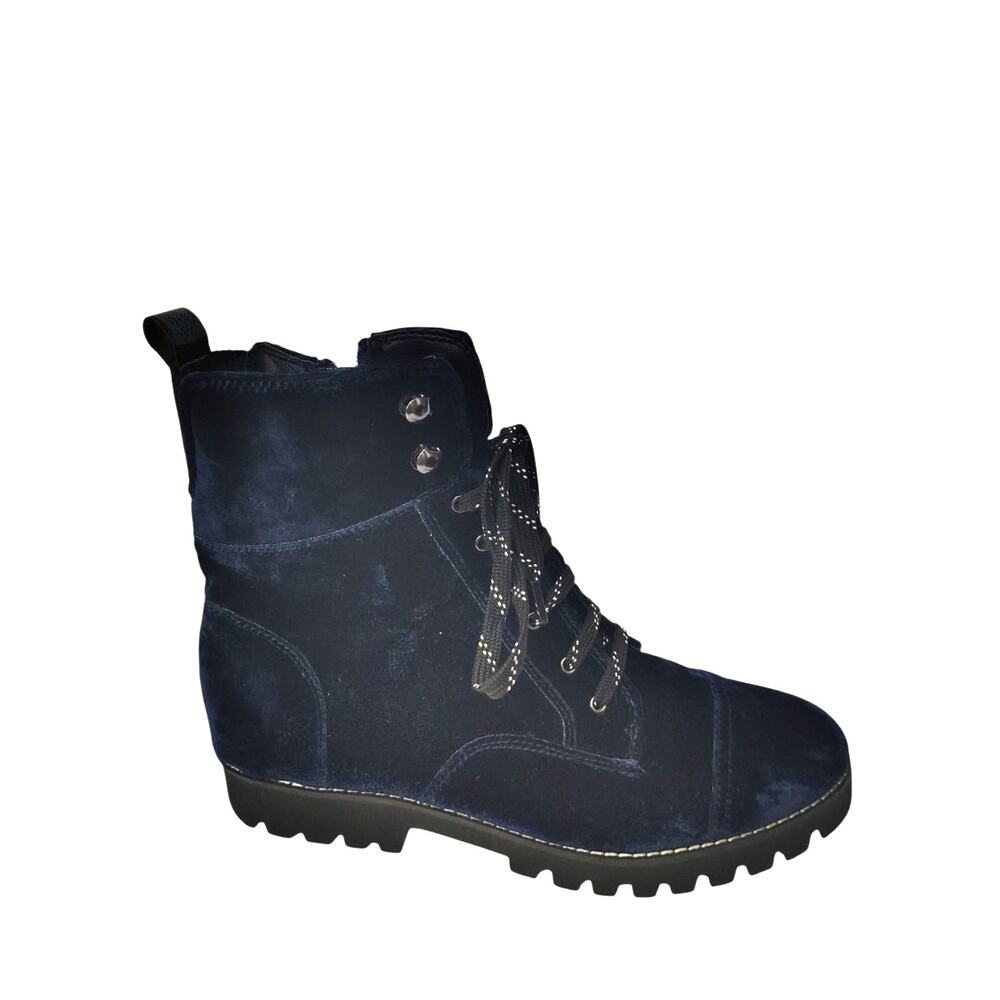 Donald J. Pliner Navy Suede Combat Boots